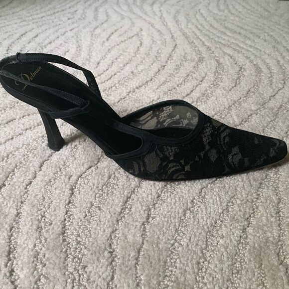 Delman Black Lace Heels - Picture 2 of 7
